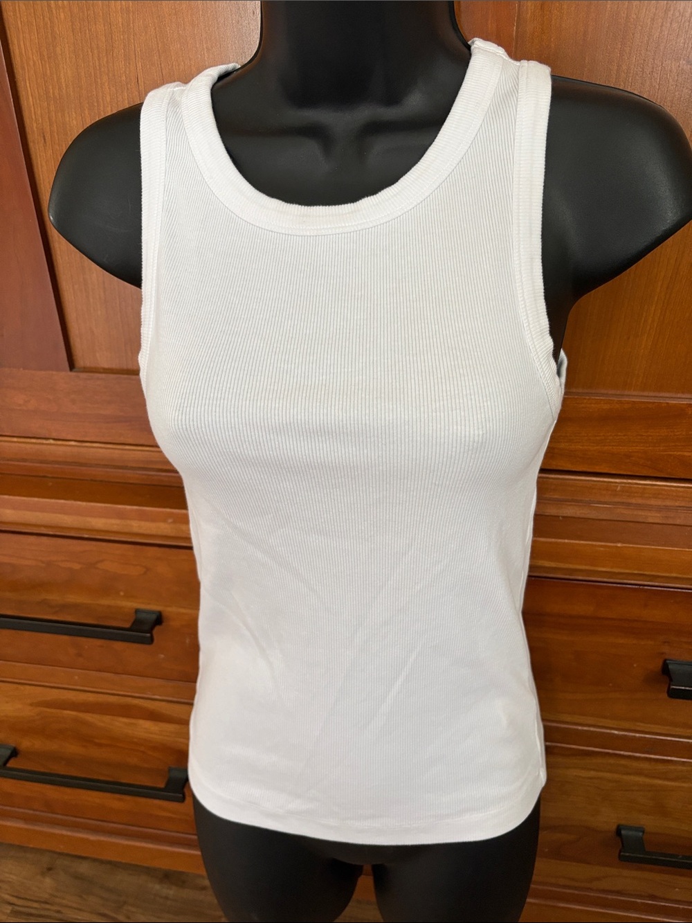 ME+EM Cream Ribbed Fitted Tank Top - Picture 1 of 7